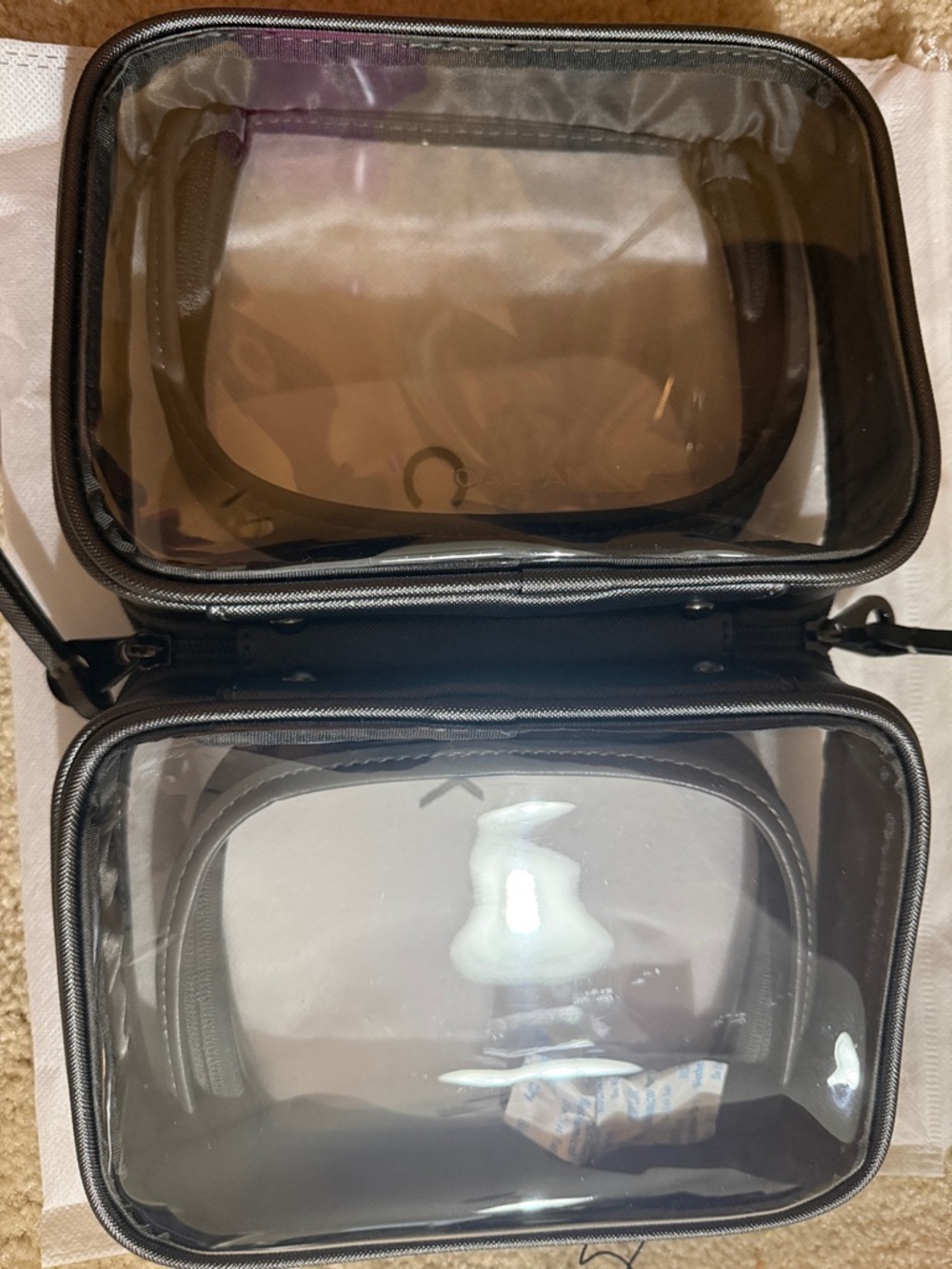 New CALPAK Small Clear Cosmetic Travel Case - Steel - Picture 8 of 13